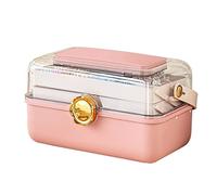 Organizador Maquillaje 1 Paquete de Caja Almacenamiento cosméticos for Mujer, joyero Transparente Gran Capacidad con Espejo, Estante Tres Niveles asa Vanity(A)