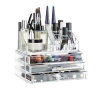 Relaxdays 2 organizadores maquillaje pequeño transparente
