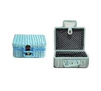 Organizador Maquillaje Bolso de ratán portátil, Material protección del Medio Ambiente, Maleta Retro imitación, Caja Almacenamiento cosméticos Vanity(C,40x30x19cm)