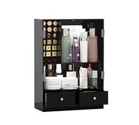 Organizador Maquillaje Caja de Almacenamiento cosmético Negro Transparente con cajón Productos for el Cuidado la Piel Adecuado for tocador Dormitorio encimera baño Vanity(B)