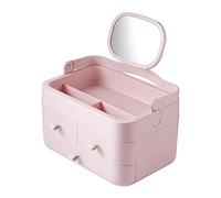 Organizador Maquillaje Caja de Almacenamiento cosmético portátil Productos for el Cuidado la Piel Escritorio con Espejo Maquillaje Adecuado for baño Dormitorio Vanity(B)