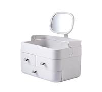Organizador Maquillaje Caja de Almacenamiento cosmético portátil Productos for el Cuidado la Piel Escritorio con Espejo Maquillaje Adecuado for baño Dormitorio Vanity(A)