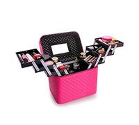 Organizador Maquillaje Caja de Almacenamiento cosméticos portátil Gran Capacidad, Kit Maquillaje Artista Profesional, Estuche Viaje Plegable Multicapa Vanity(F)