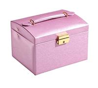 Organizador Maquillaje Estuche cosmético de Cuero PU Tres Capas Exquisito a la Moda con Cerradura y Espejo Estante joyería Viaje Caja Regalo Almacenamiento Vanity(B)