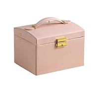 Organizador Maquillaje Estuche cosmético de Cuero PU Tres Capas Exquisito a la Moda con Cerradura y Espejo Estante joyería Viaje Caja Regalo Almacenamiento Vanity(F)
