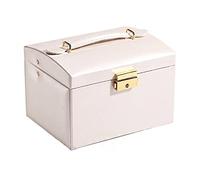 Organizador Maquillaje Estuche cosmético de Cuero PU Tres Capas Exquisito a la Moda con Cerradura y Espejo Estante joyería Viaje Caja Regalo Almacenamiento Vanity(E)