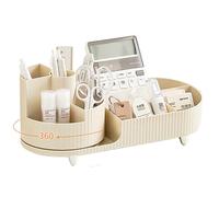 Organizador Maquillaje Giratorio 360°Color Crema, Organizer Skincare Multifuncional para Perfume, Barras Labios, Joyería,Organizador Cosméticos Capacidad Gran para Tocador, Dormitorio, Baño, Oficinas