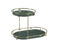 Organizador Maquillaje Partita de Almacenamiento cosmético encimera Estante múltiples Capas Cosmética Bandeja mármol Vanity(Green,S)