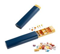 Organizador Medicamentos Pastillero Semanal de Viaje con Carcasa de ABS para el Almacenamiento Seguro de Medicamentos y Vitaminas Ligero Resistente Impermeable y con Tapa de Cierre Facil(Azul)