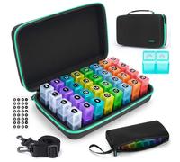 Organizador mensual de pastillas 2 veces al día, organizador de pastillas de mes con 32 compartimentos diarios, pastillero de 30 días con estuche rígido de viaje, estuche de vitaminas + bolsa