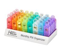 Organizador mensual de pastillas 2 veces al día, pastillero de 30 días AM PM, mañana y noche, organizador de pastillas de un mes con organizadores diarios extraíbles de 31 días y bandeja organizadora