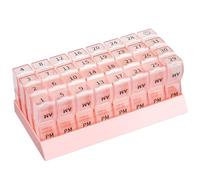 Organizador mensual de pastillas 2 veces al día, pastillero de un mes AM PM, pastillero de 30 días, compartimentos pequeños para guardar vitaminas y organizador de medicamentos de viaje, organizador