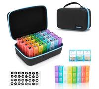 Organizador mensual de pastillas 3 veces/día con estuche de viaje portátil, pastillero 32 compartimentos diarios para suplementos vitamínicos y medicamentos (práctico)