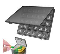 Organizador mensual de pastillas, contenedor de almacenamiento de pastillas de 30 días, pastillero diario, organizador de píldoras personales, caja de viaje con gran capacidad, aprieta para abrir
