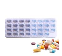 Organizador mensual de pastillas para viajes, almacenamiento de medicamentos de 31 días, pastilleros personales, para personas mayores, viajeros, cuidadores, rutina diaria, viajes, hogar, oficina