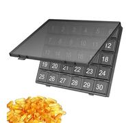 Organizador mensual de pastillas, pastillero compacto de 30 días para almacenamiento de pastillas, apretar para abrir, caja apilable con compartimento grande, organizador de medicamentos