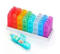 Organizador mensual de píldoras, dispensador grande de píldoras de 31 días 3 veces al día con pastillero pequeño, contenedor de pastillas de 4 semanas para vitaminas, aceite de pescado, suplementos y