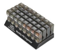 Organizador mensual de píldoras, organizador diario de píldoras, 32 compartimentos para cada día, dispensador de píldoras y organizador dispensador que te ayuda a organizar tu vida, perfecto para