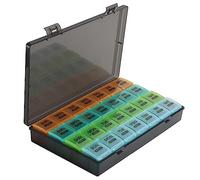 Organizador mensual grande de píldoras de 28 días por semana, pastillero Happybase de 4 semanas y un mes con recipiente a prueba de polvo para píldoras/vitaminas/aceite de pescado/suplementos (gris)