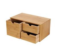 Organizador original de escritorio de bambú, mini escritorio de bambú, mesa de cajón, caja de almacenamiento, se adapta a diferentes necesidades diarias, no requiere montaje (3 cajones)
