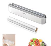 Organizador Papel Aluminio y Film, Magnético Dispensador Papel Aluminio y Film, Cortador de Film Transparente con 1 Rollo de Film Transparente, Dispensador de para Cocina, Gris