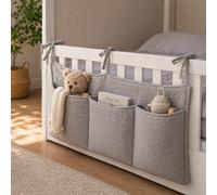 Organizador para cama casita de muselina gris | Bolsa para cuna