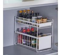 Organizador para debajo del fregadero, almacenamiento extraíble de 2 niveles para cocina y baño, diseño que ahorra espacio