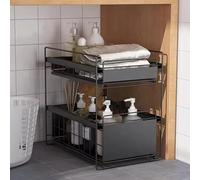Organizador para debajo del fregadero, almacenamiento extraíble de 2 niveles para cocina y baño, diseño que ahorra espacio