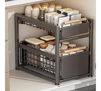 Organizador para debajo del fregadero, estante de almacenamiento deslizante para armarios de cocina, ahorro de espacio, estante ajustable, color blanco, 24,5 x 39 x 42 cm, perfecto para organización