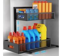 Organizador para debajo del fregadero, organizador de gabinete extraíble de altura ajustable, organizador de baño de 2 niveles con cajones deslizantes, organizadores de cocina y almacenamiento de