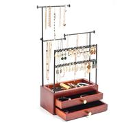 Organizador para Joyas, Soporte de Joyería 5 Niveles Joyero Ajustable de Calidad con 2 Cajones Torre de Joyería Estante de Almacenamiento para Collares Pendientes Aretes Pulseras Anillos -Negro