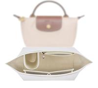 Organizador para Longchamp, Bolsa de mano, Multi-Pocket Felt Handbag Organizer para Insertar Organizador de Billetera, Sunshine smile, S, Blanco