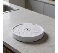 Organizador para macetas con ruedas giratorias, bandeja redonda de 35 cm con almacenamiento de agua y drenaje, soporte móvil para plantas para uso en interiores y exteriores, gris/blanco/negro (blanco