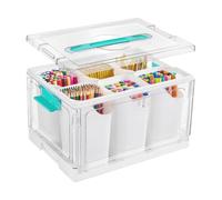 Organizador para manualidades, 22,7 L, transparente con insertos extraíbles y