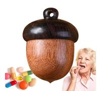 Organizador para pastillas, pastillero, recipiente de madera de tamaño de viaje en forma de nuez de pino, bonito organizador de píldoras, medicamentos, suplemento de aceite de bacalao o accesorio
