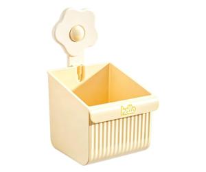 Organizador Para Puerta De Armario Linda Soporte Sin Taladro Ahorra Espacio | Organizador De Baño Para Pared Para Maquillaje Paño Peine Dentífrico Cepillo Aseo Pequeño Amarillo