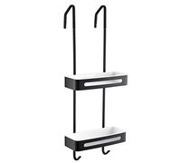 Organizador para puerta de ducha - Solución de almacenamiento de baño sin taladros con estantes y cesta de fácil acceso para una organización eficiente