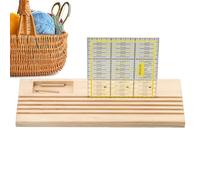 Organizador para regla para acolchar - Soporte para regla de madera de haya de alta calidad para patchwork, costura y acolchado | Porta regla con compartimentos para agujas, bobinas, siluetas y