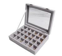 Organizador Pendientes Caja de almacenamiento de joyería, pendiente, anillo, collar, caja for presentación de joyería, clasificación de joyería, caja de joyería con tapa abatible transparente(GRAY)