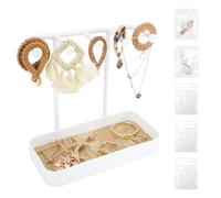 Organizador Pendientes con 5 Bolsas para Joyas, Expositor Pendientes Organizador Collares Colgador Collares con Bandeja, Organizadors de Joyas Joyero Pendientes para Pulseras Anillos (Blanco)