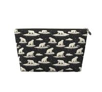 Organizador pequeño de neceser de viaje para maquillaje, con estampado de oso del polo norte, de piel, para mujeres y hombres, bolsas organizadoras para bolso con cremallera