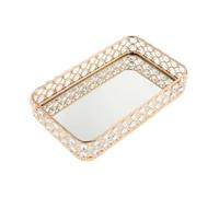 Organizador Perfumes Bandeja de Cristal espejado for Mesa, Escritorio, decoración, joyería, Perfume, Cuidado de la Piel, Maquillaje, Organizador de Almacenamiento, Plato for Servir Pasteles