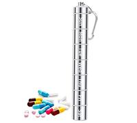 Organizador píldoras, Organizador tabletas, Caja píldoras pequeña Aluminio Metal, Organizador medicamentos 7 Compartimentos, Organizador pastilleros 7 días con Lazo