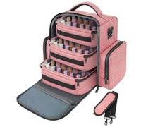 Organizador Pintauñas Casa Organizador De Esmaltes Uñas con Capacidad For 72 Frascos Y Estuche 3 Bolsas Extraíbles Bolsa de Viaje(Pink)