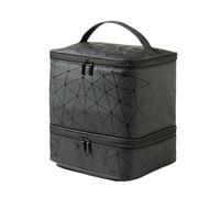 Organizador Pintauñas,Organizador Esmaltes UñAs Bolsa de almacenamiento esmalte uñas doble capa gran capacidad, bolsa maquillaje, viaje for artículos tocador, cosméticos(Black)