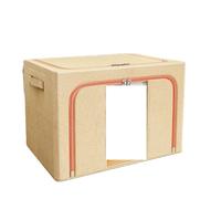 Organizador Plegable Caja De Almacenamiento Plegable Grande De Tela Oxford Con Marco De Acero Grueso, Caja De Almacenamiento De Ropa De 66 L For Dormitorio De Estudiantes(Beige)