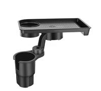 Organizador portátil para el interior del coche, bandeja para portavasos para coche, rotación de 360 grados, base de inserción ajustable de 7,5 cm, plástico, negro