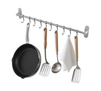 Organizador Rack con 10 ganchos, kelelife Kitchen recipiente para utensilios de cocina de acero inoxidable, níquel cepillado