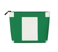 Organizador resistente al agua de la bandera de Nigeria para mujer, bolsa de maquillaje de cáñamo falso, estuche de viaje grande