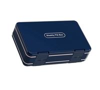 Organizador semanal de medicamentos de plástico, gran capacidad, estuche de medicamentos portátil de 7 días para viajes en casa (azul)